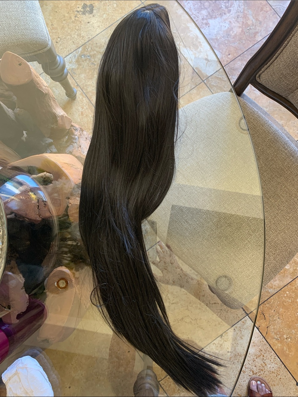 Black Long Women's synthetic Hair Extension - Sleek Natural looking Finish